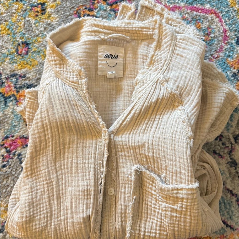 Aerie Off-White Textured Top